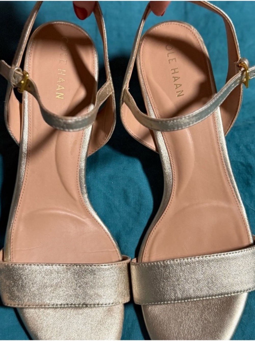 Cole Haan Gold Leather Ankle-Strap Sandals - Size 10 (women’s)